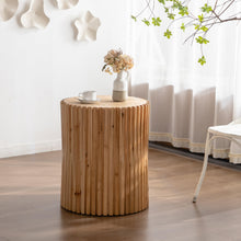 Carregar imagem no visualizador da galeria, Retro Fashion Style Cylindrical MDF Coffee Table with Vertical Texture Relief Design, Suitable for Living Room, Office and Dining Room
