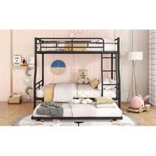Load image into Gallery viewer, Full XL Over Queen Metal Bunk Bed with Trundle, Black
