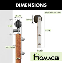 Load image into Gallery viewer, Non-Bypass Sliding Barn Door Hardware Kit - Straight Design Roller - Silver Finish
