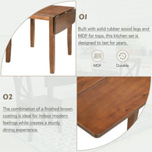 Load image into Gallery viewer, 3-Piece Wood Drop Leaf Breakfast Nook Dining Table Set with 2 X-back Chairs for Small Places, Brown

