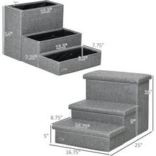 Carregar imagem no visualizador da galeria, 3-Steps Pet Stairs with Storage, Dog Steps for Couch, Bed, Pet Steps for Injured Pet, Older Pets, Small Cats, gray
