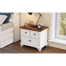Cargar imagen en el visor de la galería, 2 Pieces Wooden Captain Bedroom Set Full Bed with Trundle and Nightstand, White+Walnut
