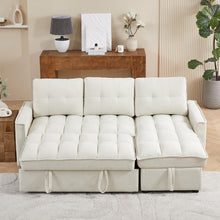 Carregar imagem no visualizador da galeria, 78.75&quot; Reclining Sofa, Pull-Out Sofa Bed with USB and tape-c charging ports, L-Shaped Sectional Sofa with Reclining Storage and Arm Side Organizer Pocket Features, Living Room Comfort Sofa
