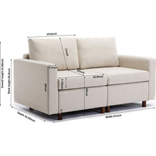 Carregar imagem no visualizador da galeria, 2 Seat Module Sectional Sofa Couch With 1 Ottoman for living room,Seat Cushion and Back Cushion Non-Removable and Non-Washable,Cream
