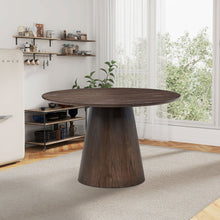 Load image into Gallery viewer, (1 Table with 4 Chairs)Wooden Dining Table Set, Modern Round MDF Kitchen Table and Boucle Upholstered Dining Chairs for Dining Room, Kitchen, Saving Space, Brown
