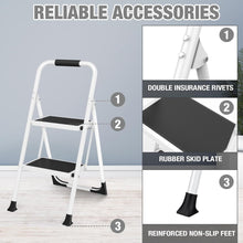Load image into Gallery viewer, HBTower Step Ladder, 2 Step Stool for Adults, 2 Step Ladder Folding Step Stool with Cushioned Handle, 330 lbs Capacity,Step Ladder with Wide Anti-Slip
