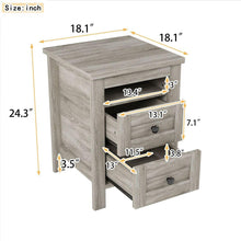 Load image into Gallery viewer, 2-Drawer Farmhouse Wooden Nightstand with Well-proportioned Design and Sleek Lines, Wood Side Table with Storage Cabinet for Bedroom, Antique Gray
