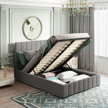 Carregar imagem no visualizador da galeria, Full size Upholstered Platform bed with a Hydraulic Storage System - Gray
