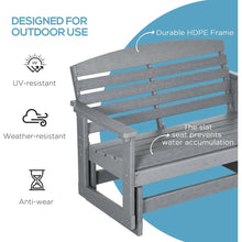 Load image into Gallery viewer, 2-Person Outdoor Glider Bench Patio Double Swing Rocking Chair Loveseat w/ Slatted HDPE Frame for Backyard Garden Porch, Light Gray
