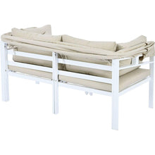 Cargar imagen en el visor de la galería, 3-Piece Patio Daybed with Retractable Canopy Outdoor Metal Sectional Sofa Set Sun Lounger with Cushions for Backyard, Porch, Poolside, Beige

