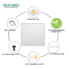 Cargar imagen en el visor de la galería, 2x2 LED Panel Light, Selectable Wattage (30W/35W/40W) and CCT (3500K/4000K/5000K) with 130LM/Watt, 0-10V Dimmable, Backlit - ETL &amp; DLC Premium
