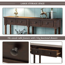 Cargar imagen en el visor de la galería, Console Table Sofa Table Easy Assembly with Two Storage Drawers and Bottom Shelf for Living Room, Entryway (Espresso)
