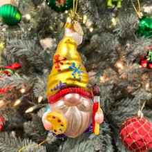 Carregar imagem no visualizador da galeria, Painter Artist Gnome Glass Christmas Ornament
