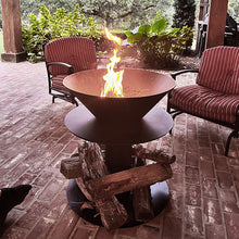 Carregar imagem no visualizador da galeria, Outdoor Iron Pedestal Fire Bowl and Log Holder
