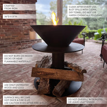 Carregar imagem no visualizador da galeria, Outdoor Iron Pedestal Fire Bowl and Log Holder
