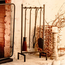 Load image into Gallery viewer, 4 Piece Black Iron Fireplace Tool Set
