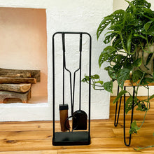 Load image into Gallery viewer, Black Iron Fireplace Tool Set with Shovel Brush Tongs
