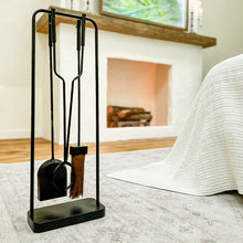 Load image into Gallery viewer, Black Iron Fireplace Tool Set with Shovel Brush Tongs
