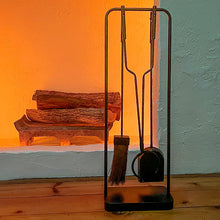 Load image into Gallery viewer, Black Iron Fireplace Tool Set with Shovel Brush Tongs
