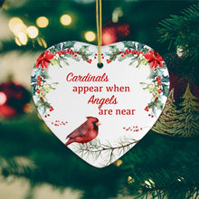 Carregar imagem no visualizador da galeria, Cardinals Appear When Angels Are Near Floral Heart Christmas Ornament
