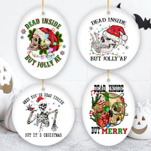 Load image into Gallery viewer, Dead Inside Fun Holiday Dark Humor Christmas Ornament Bundle, Horror Skeleton Party Gift
