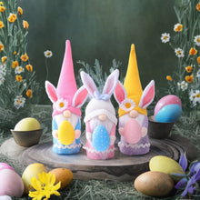 Load image into Gallery viewer, Easter Plush Gnome Tabletop Set, Colorful Bunny and Eggs
