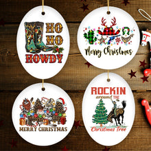 Cargar imagen en el visor de la galería, Festive Western Cowboy Christmas Ornament Bundle with Plaid Boots, Guns, and Cactus
