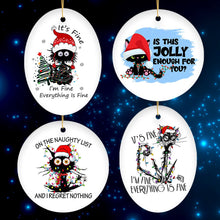 Load image into Gallery viewer, Funny Holiday Black Cat Quote Christmas Ornament Bundle
