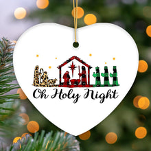 Carregar imagem no visualizador da galeria, Religious Theme Plaid Ceramic Heart Christmas Ornament Bundle, Jesus and Christian Nativity
