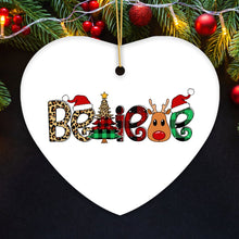 Carregar imagem no visualizador da galeria, Religious Theme Plaid Ceramic Heart Christmas Ornament Bundle, Jesus and Christian Nativity
