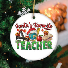Carregar imagem no visualizador da galeria, School Teacher Holiday Plaid Christmas Ornament Bundle, Ceramic Appreciation Gifts
