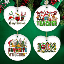 Carregar imagem no visualizador da galeria, School Teacher Holiday Plaid Christmas Ornament Bundle, Ceramic Appreciation Gifts
