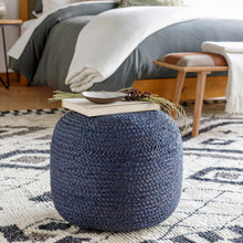 Load image into Gallery viewer, Gail Navy Jute Knitted Pouf
