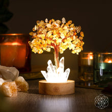 Load image into Gallery viewer, Golden Lamp of Wealth - Citrine Tree
