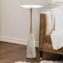 Cargar imagen en el visor de la galería, Golden Marble &amp; Metal Table with Pedestal Base
