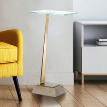 Cargar imagen en el visor de la galería, Golden Square Side Table with Marble Base
