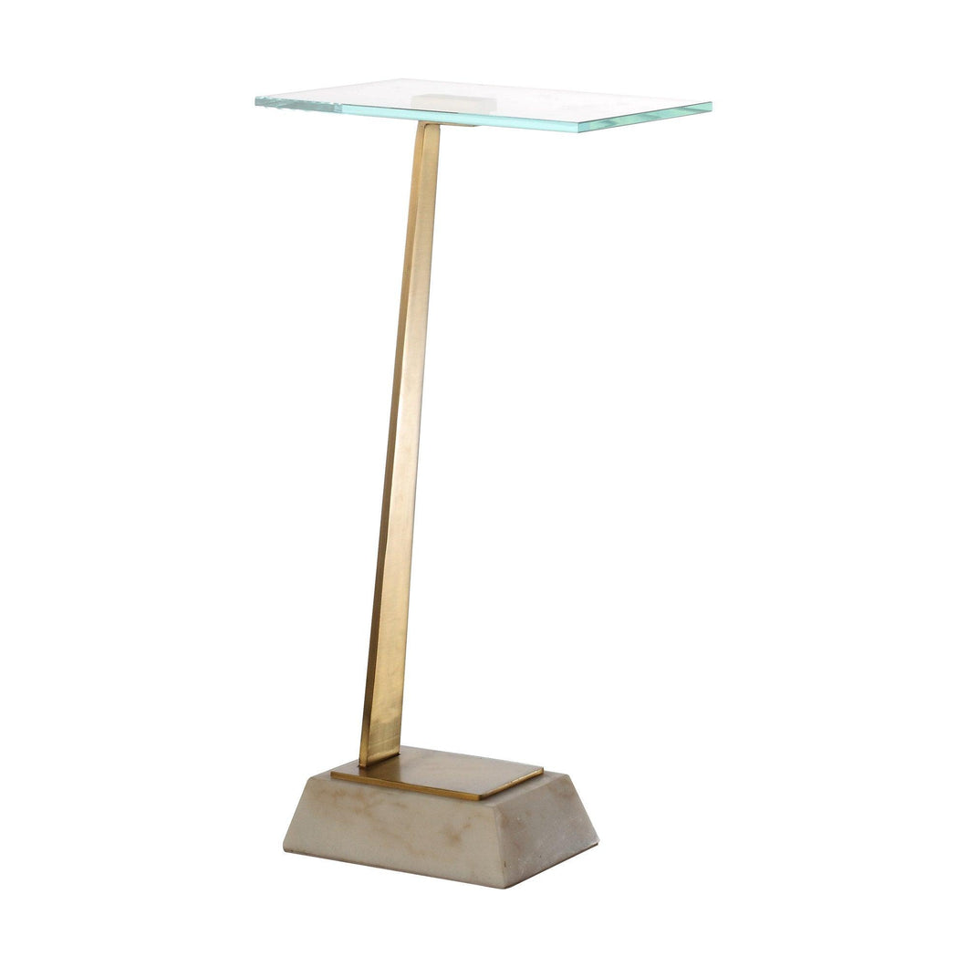 Golden Square Side Table with Marble Base