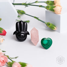 Load image into Gallery viewer, Hamsa Hand of Safe Travels: Aromatherapy Crystal Car Kit
