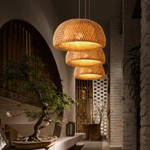 Load image into Gallery viewer, Hand-Weaved Rattan Cocoon Pendant Light
