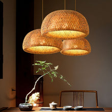 Load image into Gallery viewer, Hand-Weaved Rattan Cocoon Pendant Light
