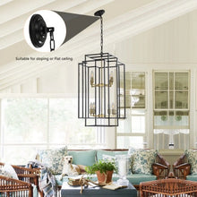 Carregar imagem no visualizador da galeria, Hanging Light In Kitchen with 8-Lights - Black &amp; Gold Tiered Chandelier
