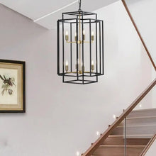 Carregar imagem no visualizador da galeria, Hanging Light In Kitchen with 8-Lights - Black &amp; Gold Tiered Chandelier
