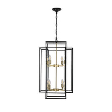 Carregar imagem no visualizador da galeria, Hanging Light In Kitchen with 8-Lights - Black &amp; Gold Tiered Chandelier
