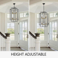 Carregar imagem no visualizador da galeria, Hanging Light In Kitchen with 8-Lights - Black &amp; Gold Tiered Chandelier
