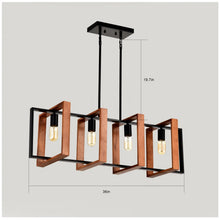 Carregar imagem no visualizador da galeria, Hanging Lights for Hall with Rustic Wood, 4-Light Fixture &amp; Black Metal Design
