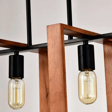 Carregar imagem no visualizador da galeria, Hanging Lights for Hall with Rustic Wood, 4-Light Fixture &amp; Black Metal Design
