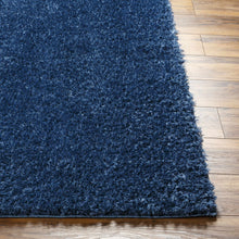 Carregar imagem no visualizador da galeria, Faina Solid Dark Blue Shag Rug Washable
