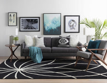 Load image into Gallery viewer, Davison Black Geometric Wool Carpet
