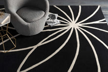 Load image into Gallery viewer, Davison Black Geometric Wool Carpet
