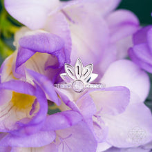 Load image into Gallery viewer, I Am Divinely Guided: 111 Angel Number Silver Lotus Ring
